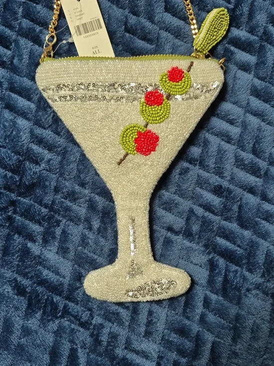 Anthropologie Martini Glass Beaded Icon Crossbody Bag, New With Tags - Picture 17 of 17